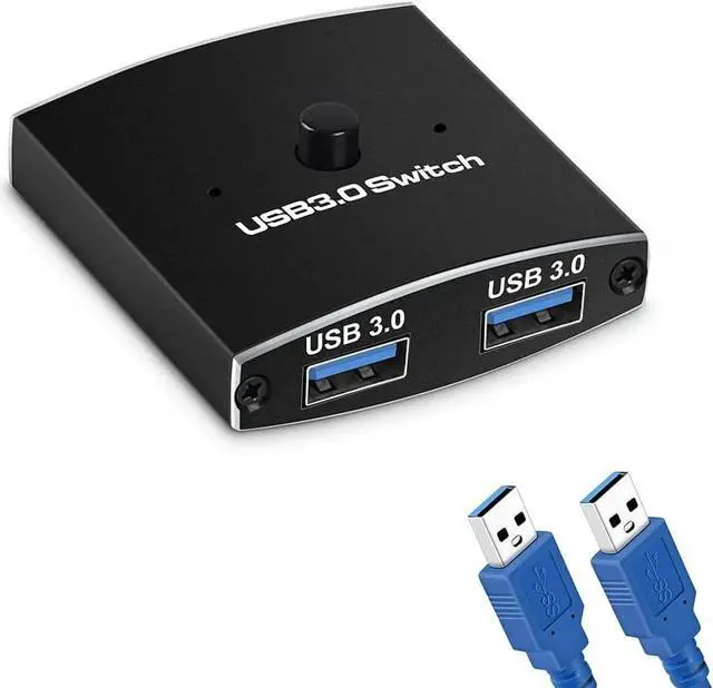 USB 3.0 Switch Selector Bi-directional USB 3.0 KVM Switch 5Gbps 2 in 1 Out / 1 in 2 Out USB 3.0 Switcher Adapter for Keyboard Mouse Scanner Printer (with 2x USB 3.0 Cables)