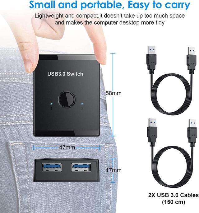 USB 3.0 Switch Selector Bi-Directional USB Switch 2 In 1 Out / 1 In 2 Out USB Switcher Adapter For Keyboard Mouse Scanner Printer USB KVM Switch Compatible With Mac/Windows/Linux