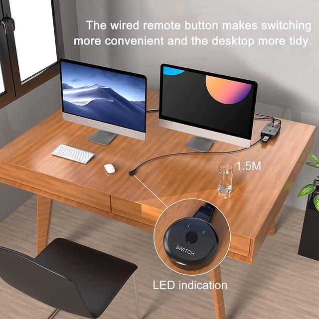 USB 3.0 Switch Selector Bi-Directional USB Switch 2 In 1 Out / 1 In 2 Out USB Switcher For 2 Computers Share Keyboard Mouse Scanner Printer Desktop Controller And 2 USB3.0 Cables Included