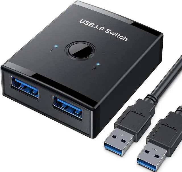 USB 3.0 Switch Selector Bi-Directional USB Switch 2 in 1 Out / 1 in 2 Out USB Switcher Adapter for Keyboard Mouse Scanner Printer USB KVM Switch Compatible with Mac/Windows/Linux