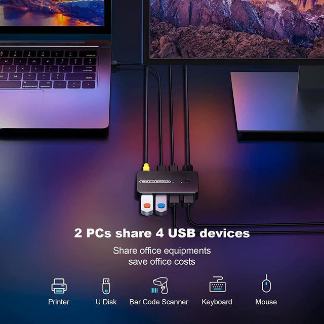 USB 3.0 Switch USB KVM Switcher For 2 Computers Sharing 4 USB Devices KVM Switcher Box For Printer Keyboard Mouse Scanner U-Disk 2 In 4 Out USB Switch Box
