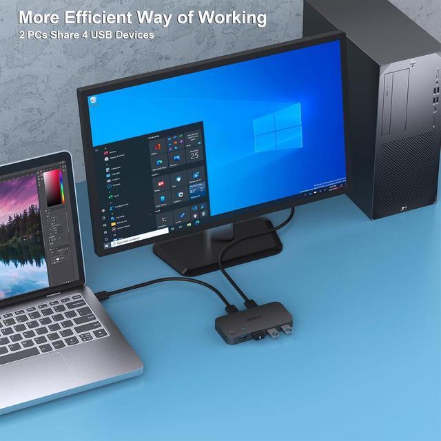 USB 3.0 Switch USB Switch 2 Computers Share 4 USB For PC Mouse Keyboard Printer Scanner USB KVM Switch Selector Compatible With Windows Mac Linux