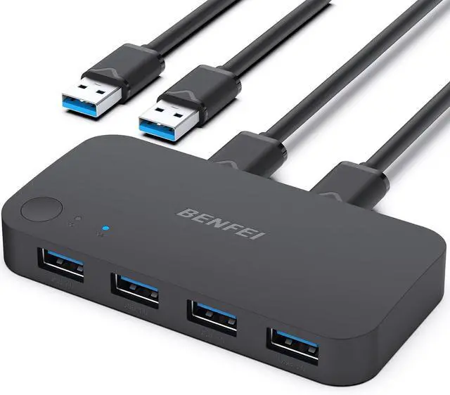 USB 3.0 Switch USB Switch 2 Computers Share 4 USB for PC Mouse Keyboard Printer Scanner USB KVM Switch Selector Compatible with Windows Mac Linux