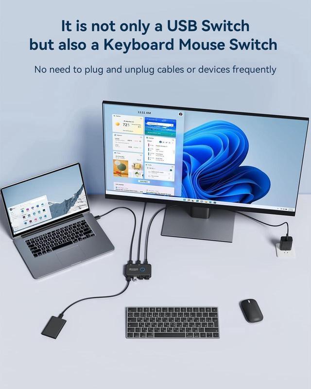 USB 3.0 Switch USB Switch Selector 2 Computers Sharing 4 USB Devices KVM Switcher For PC Printer Scanner Mouse Keyboard With 2 Pack USB Cable 1 Micro USB Power Cable