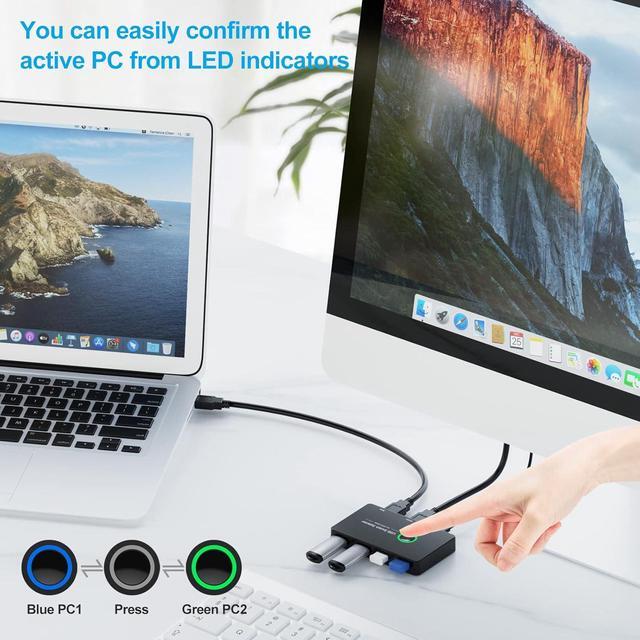 USB 3.0 Switch USB Switcher 2 Computers Share 4 USB For PC Mouse Keyboard Printer Scanner USB KVM Switch Selector Compatible With Windows Mac Linux