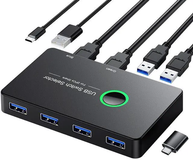 USB 3.0 Switch USB Switcher 2 Computers Share 4 USB for PC Mouse Keyboard Printer Scanner USB KVM Switch Selector Compatible with Windows Mac Linux