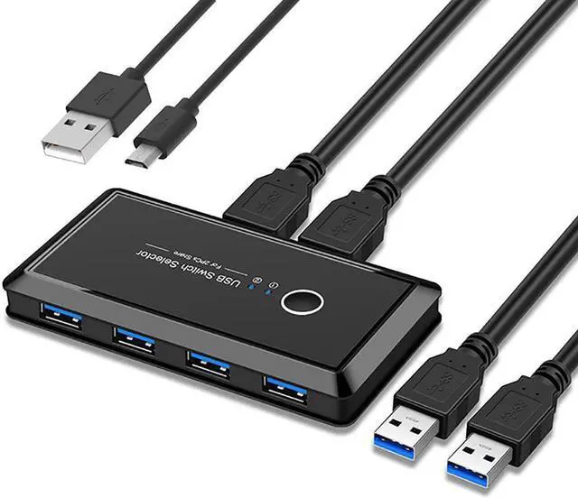 USB 3.0 Switcher Selector 2 Computers Sharing 4 USB Devices KVM Switch Hub Adapter for Keyboard Mouse Printer Scanner U-Disk Hard Drives Headsets KVM Console Box Compatible with Mac/Windows/Linux