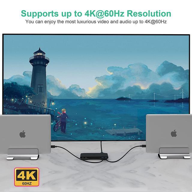 USB C Kvm Switch 4K 60Hz Dual Ports USB Type-C KVM Switches For 2 Computers Share One HDMI HD Monitor Audio Microphone Output USB C Switch Selector With 3 USB Supported USB Devices Keyboard Mouse