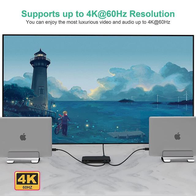 USB C Kvm Switch 4K 60Hz Dual Ports USB Type-C KVM Switches For 2 Computers Share One HDMI HD Monitor Audio Microphone Output USB C Switch Selector With 3 USB Supported USB Devices Keyboard Mouse