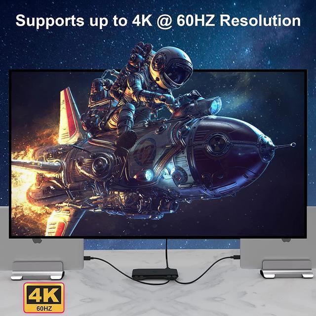 USB C KVM Switcher 4K 60Hz 2 In 1 Out Type-C KVM Switch For 2 Computers Share 1 HDMI Monitor + 3 USB Input + 2 PD 60W Input + Audio Microphone Output USB C KVM With 2 USB-C Cables And Wired Remote