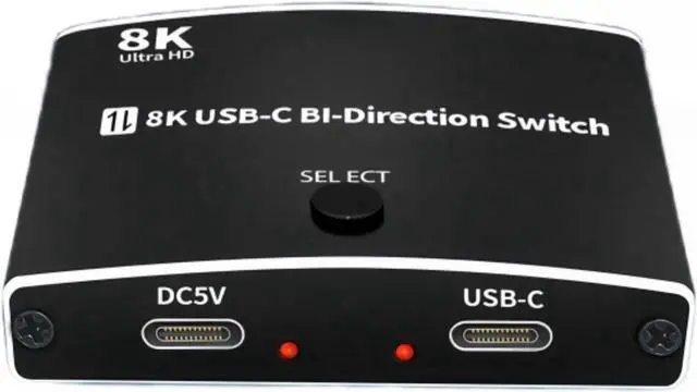 USB C Switch Bi-Direction 2 in 1 or 1 in 2 KVM Switcher 8K 60Hz Video / 10Gbps Data Transfer Compatible with Thunderbolt Type C Device