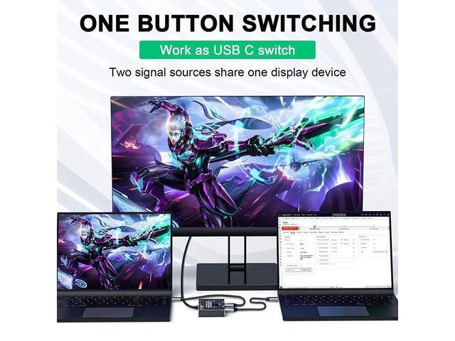 USB C Switch Bi-Directional USB-C Switcher 2 Computers USB Type C KVM Switch 8K 60Hz 4K 120Hz Video/10Gbps Data Transfer/100W Charging Compatible With Thunderbolt Device (Black)