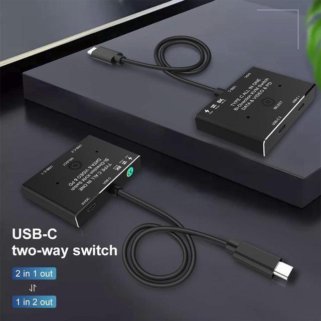 USB C Switch Bi-Directional USB C Switcher 2 Computers USB Type C KVM Switch 8K 30Hz 4K 120Hz Video/10Gbps Data Transfer/100W Charging Compatible With Thunderbolt Device