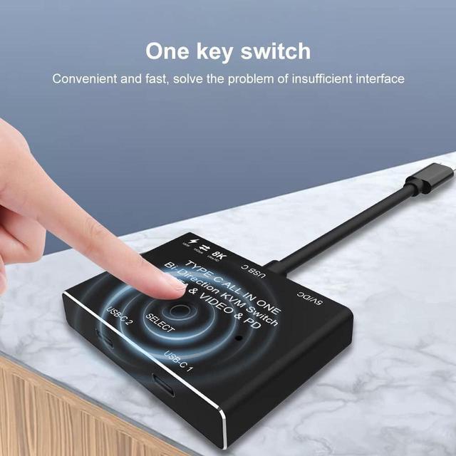 USB C Switch Bi-Directional USB C Switcher 2 Computers USB Type C KVM Switch 8K 30Hz 4K 120Hz Video/10Gbps Data Transfer/100W Charging Compatible With Thunderbolt Device
