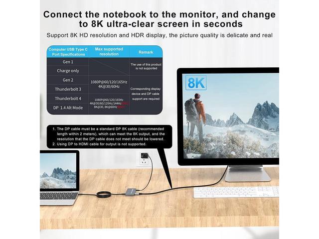 USB C Type-C KVM Switch 8K USB C KVM Switches 2 Ports USB Type-C For 2 Computers Share One 8K 60Hz HD Monitor Switch Selector With 3 USB Supported Wireless Devices Keyboard Mouse Printer Scanner