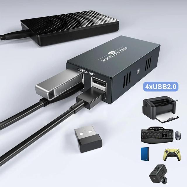 USB Extender Over Single Ethernet Cat5e/6 Up To 50M USB RJ45 LAN Extension With 4 USB 2.0 Hub For Webcam Printer Keyboard Mouse(AU Plug)
