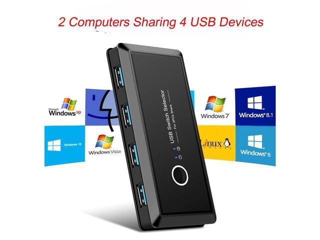 USB KVM Switch USB 3.0 Switcher 2 Port PCs Sharing 4 Devices For Keyboard Mouse Printer Monitor USB 3.0 Switch Selector For Keyboard Mouse Scanner Printer Kvm Switch Hub U-Disk Printer