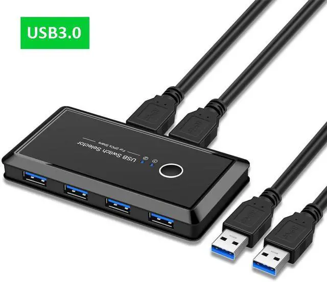USB KVM Switch USB 3.0 Switcher 2 Port PCs Sharing 4 Devices for Keyboard Mouse Printer Monitor USB 3.0 Switch Selector for Keyboard Mouse Scanner Printer Kvm Switch Hub U-Disk Printer