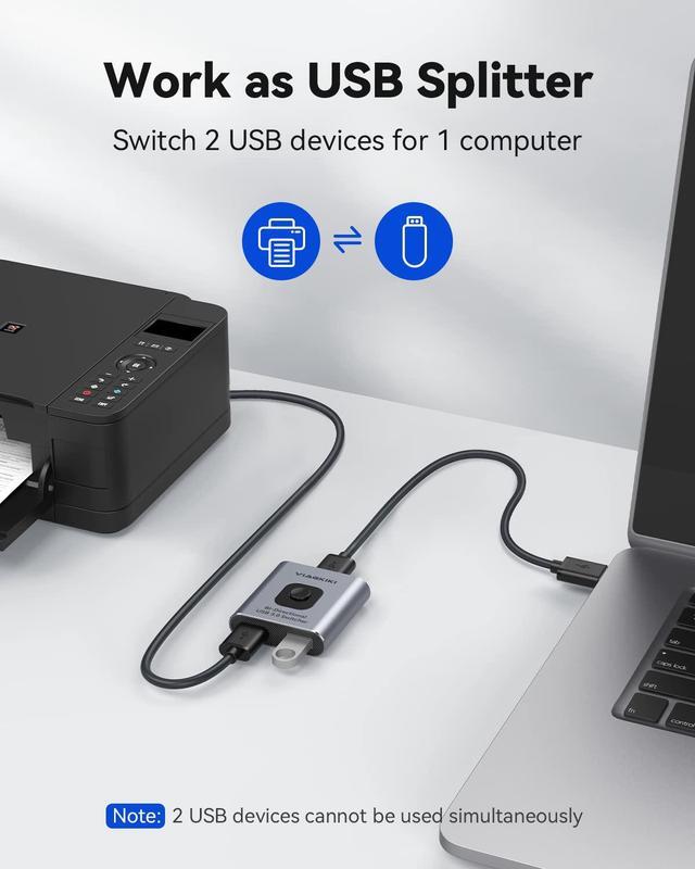 USB Switch 3.0 KVM Switch Bi-Directional USB Switch Selector 2 In 1 Out/1 In 2 Out Viagkiki USB Switcher 2 Computers Share 1 USB Devices For PCs Mouse Keyboard Printer Scanner (with 2 USB 3.0 Cables)