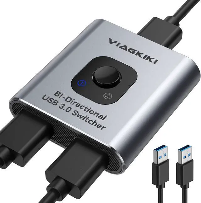 USB Switch 3.0 KVM Switch Bi-Directional USB Switch Selector 2 in 1 Out/1 in 2 Out Viagkiki USB Switcher 2 Computers Share 1 USB Devices for PCs Mouse Keyboard Printer Scanner (with 2 USB 3.0 Cables)
