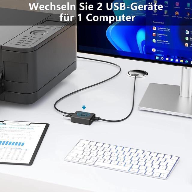 USB Switch For 2 Computers Bi-Directional USB 3.0 Switch 2 In 1 Out Or 1 In 2 Out With 10 W Port & 2 Pieces 1M USB 3.0 Cable USB KVM Switch For PC Laptop Mouse Keyboard USB Hub Printer Car