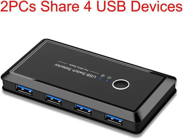 USB Switch Selector 2 in 4 Out USB 3.0 Sharing Switch Box KVM Switch Box Switcher 2 Port PCs Sharing 4 Devices for Keyboard Mouse Printer Monitor with 2 USB3.0 Cable