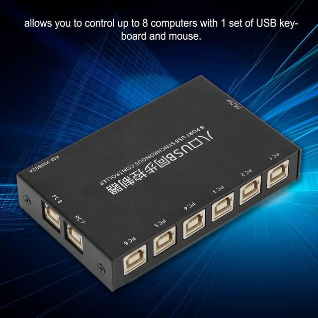 USB Switch Selector 8 Ports USB KVM Switch USB2.0 Synchronizer For Mouse Keyboard Computer With 8X USB Cables