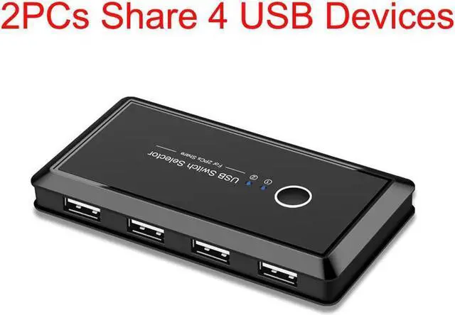 USB Switch Selector KVM Switcher for 2 PC Sharing 4 USB Devices One-Button Swapping for Keyboard Mouse Scanner Printer Computer with 2 Pack USB 2.0 Male Cable