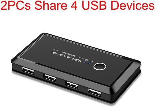 USB Switcher Selector 2 Computers Sharing 4 USB2.0 Devices KVM Switch Hub Adapter for Keyboard Mouse Printer Scanner U-Disk Hard Drives Headsets KVM Console Box Compatible with Mac/Windows/Linux