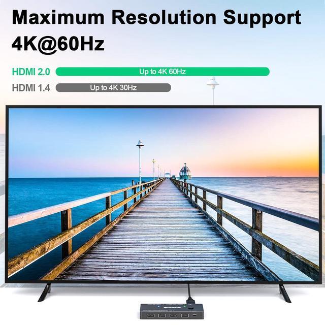 USB Type-C + HDMI KVM Switch 4K 60Hz USB C KVM Switch For 2 Computers Share 1 Monitor And 4 USB Devices Compatible With Thunderbolt 3 With 100 W Power Delivery Wired Remote And 3 Cables Included