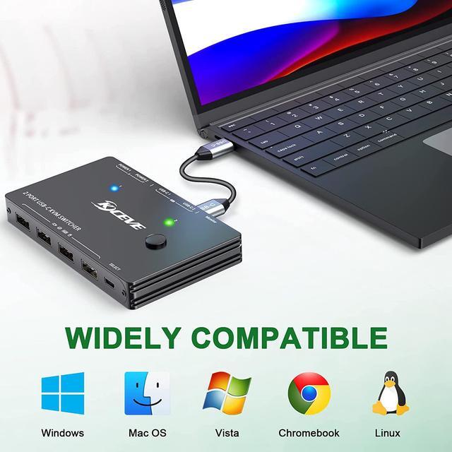 USB Type-C KVM Switch 4K 60Hz USB C Switch For 2 Computers Share 1 Monitor And 4 USB Devices Compatible With Thunderbolt 3 With 100 W Power Delivery Option Wired Remote And 3 Cables Included