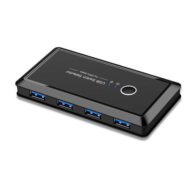 USB3.0 Switcher Selector 2 Computers Sharing 4 USB Devices KVM Switch Hub Adapter For Keyboard Mouse Printer Scanner U-Disk Hard Drives Headsets KVM Console Box Compatible With Mac/Windows