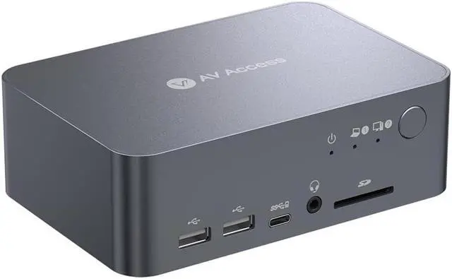 v AV Access Dual Monitor KVM Switch Docking Station 4K 60Hz Dual Monitor for Laptop & Desktop with USB-C USB 3.0 Ethernet HDMI Output(iDock-C10)