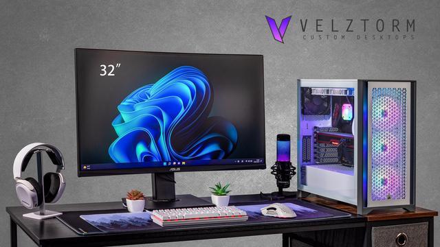 Velztorm Argentux Custom Built Gaming Desktop PC (Intel I7-11700K AMD Radeon RX 9060 XT 32GB DDR4 1TB PCIe SSD + 2TB HDD RGB Fans 240mm AIO 750W PSU Bluetooth 5.1 RJ-45 HDMI Win 11 Pro)