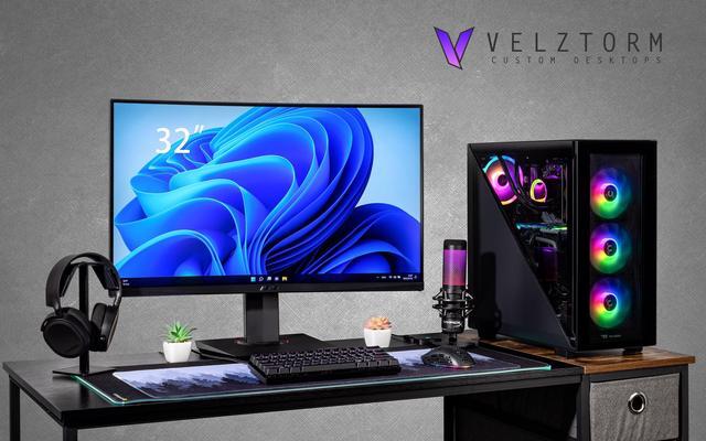 Velztorm Black Gladio Custom Built Gaming Desktop PC (AMD Ryzen 9 5900X AMD Radeon RX 9060 XT 32GB DDR4 2TB PCIe SSD 120mm AIO 750W PSU RJ-45 1 Display Port HDMI Win 11 Home)
