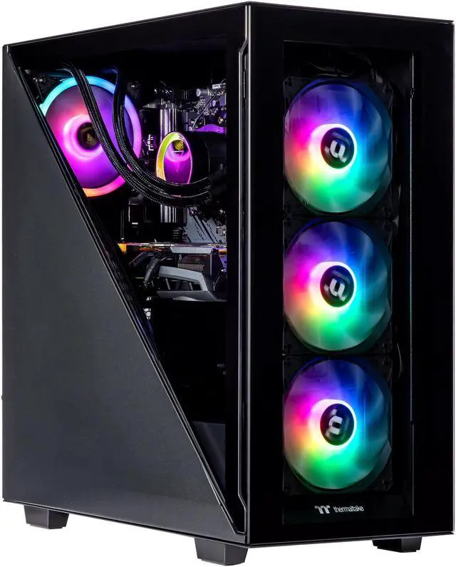 Velztorm Black Gladio Custom Built Gaming Desktop PC (AMD Ryzen 9 5900X AMD Radeon RX 9060 XT 64GB DDR4 2TB PCIe SSD + 6TB HDD 120mm AIO 750W PSU RJ-45 1 Display Port HDMI Win 11 Home)