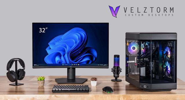 Velztorm Black Praetix Custom Built Gaming Desktop PC (Intel I9-14900K AMD Radeon RX 9060 XT 32GB DDR5 512GB PCIe SSD RGB Fans 360mm AIO 1000W PSU WiFi 6E Bluetooth 5.2 RJ-45 Win 11 Pro)