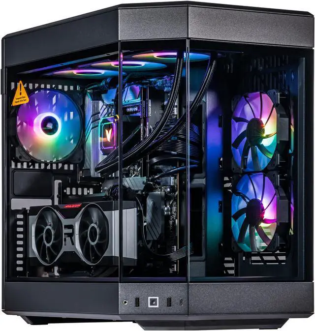 Velztorm Black Praetix Custom Built Gaming Desktop PC (Intel i9-14900K AMD Radeon RX 9060 XT 32GB DDR5 512GB PCIe SSD RGB Fans 360mm AIO 1000W PSU WiFi 6E Bluetooth 5.2 RJ-45 Win 11 Pro)