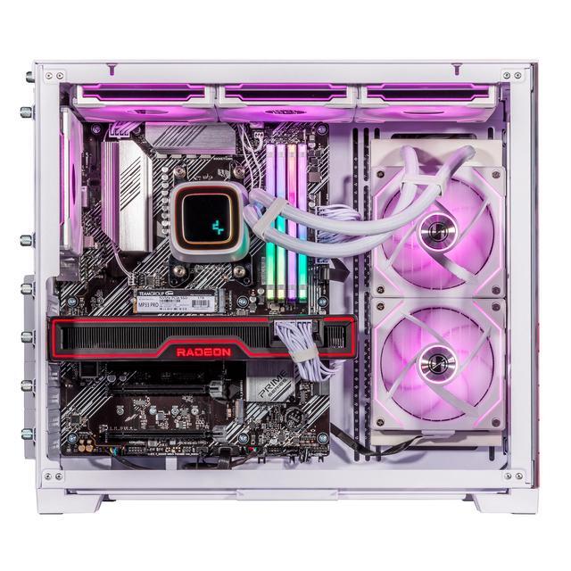Velztorm Bubble Cow Custom Built Gaming Desktop PC (AMD Ryzen 7 5700X AMD Radeon RX 9060 XT 32GB DDR4 2TB PCIe SSD RGB Fans 240mm AIO 850W PSU WiFi 5 Bluetooth 5.0 RJ-45 Win 11 Home)