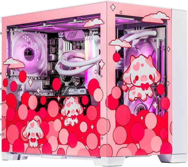 Velztorm Bubble Cow Custom Built Gaming Desktop PC (AMD Ryzen 7 5700X AMD Radeon RX 9060 XT 32GB DDR4 2TB PCIe SSD RGB Fans 240mm AIO 850W PSU WiFi 5 Bluetooth 5.0 RJ-45 Win 11 Home)