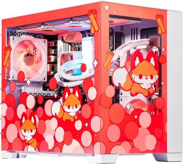 Velztorm Cinnamon Fox Custom Built Gaming Desktop PC (AMD Ryzen 7 5700X AMD Radeon RX 9060 XT 32GB DDR4 2TB PCIe SSD RGB Fans 240mm AIO 850W PSU WiFi 5 Bluetooth 5.0 RJ-45 Win 11 Pro)