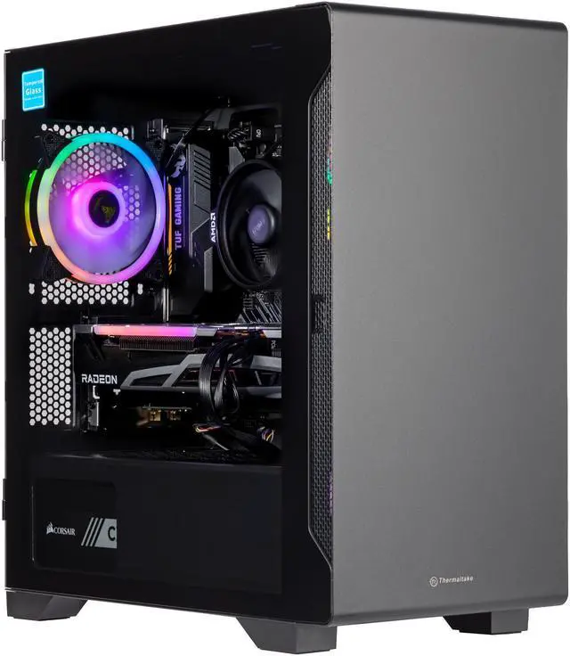 Velztorm Erebix Custom Built Gaming Desktop PC (AMD Ryzen 3 3100 AMD Radeon RX 9060 XT 32GB DDR4 2TB PCIe SSD 750W PSU WiFi 4 RJ-45 HDMI Win 11 Home)