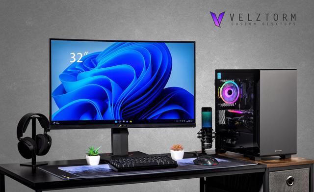 Velztorm Erebix Custom Built Gaming Desktop PC (AMD Ryzen 3 3100 AMD Radeon RX 9060 XT 64GB DDR4 2TB PCIe SSD + 6TB HDD 750W PSU WiFi 4 RJ-45 HDMI Win 11 Pro)