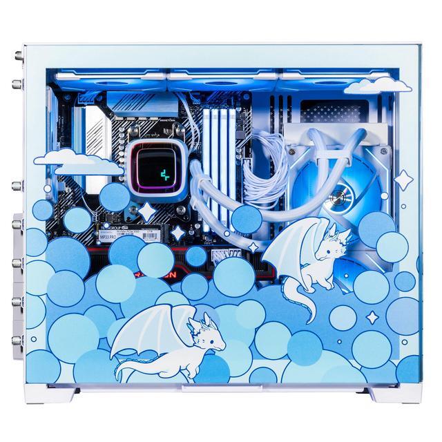 Velztorm Frosty Dragon Custom Built Gaming Desktop PC (AMD Ryzen 7 5700X AMD Radeon RX 9060 XT 64GB DDR4 2TB PCIe SSD + 6TB HDD RGB Fans 240mm AIO 850W PSU WiFi 5 Bluetooth 5.0 Win 11 Pro)