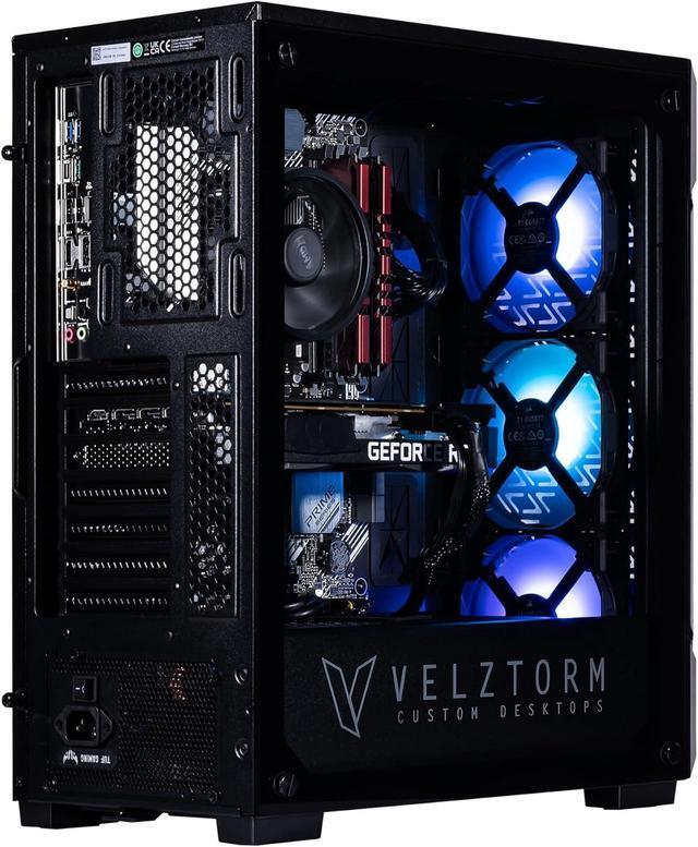 Velztorm Fultix Custom Built Gaming Desktop PC (AMD Ryzen 5-5500 GeForce RTX 5060 32GB DDR4 1TB PCIe SSD + 1TB HDD 750W PSU WiFi 4 Bluetooth 4.2 RJ-45 HDMI Win 11 Home)
