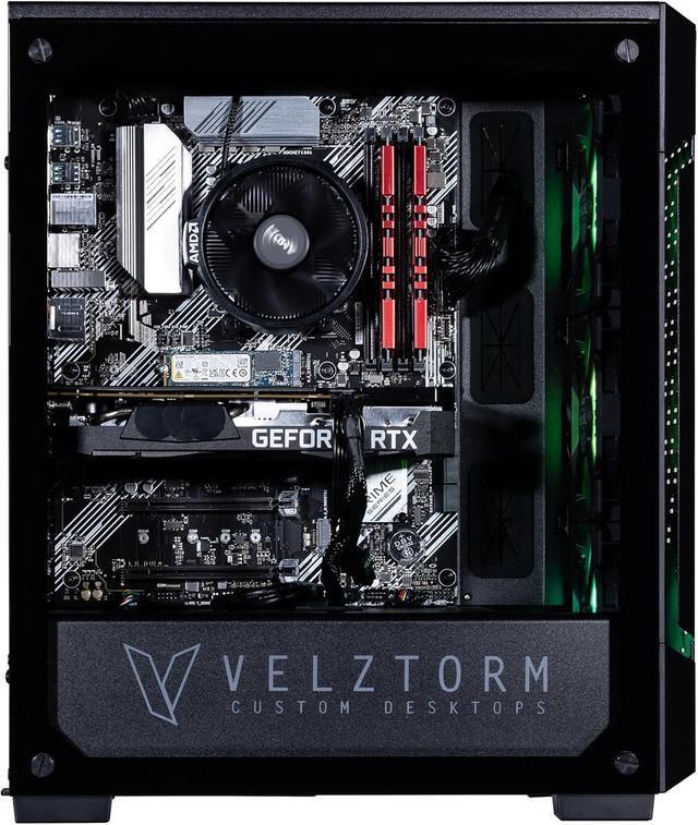 Velztorm Fultix Custom Built Gaming Desktop PC (AMD Ryzen 5-5500 GeForce RTX 5060 16GB DDR4 1TB PCIe SSD + 1TB HDD 750W PSU WiFi 4 Bluetooth 4.2 RJ-45 HDMI Win 11 Home)