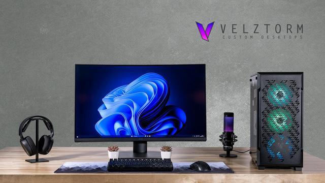 Velztorm Fultix Custom Built Gaming Desktop PC (AMD Ryzen 5-5500 AMD Radeon RX 9060 XT 32GB DDR4 1TB PCIe SSD 750W PSU WiFi 4 Bluetooth 4.2 RJ-45 HDMI Win 11 Home)