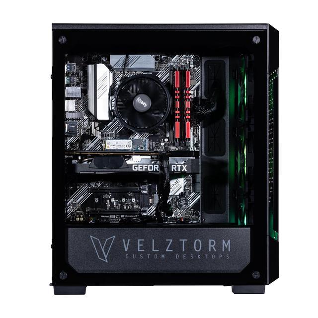 Velztorm Fultix Custom Built Gaming Desktop PC (AMD Ryzen 5-5500 GeForce RTX 5070 Ti 32GB DDR4 2TB PCIe SSD 750W PSU WiFi 4 Bluetooth 4.2 RJ-45 HDMI Win 11 Pro)