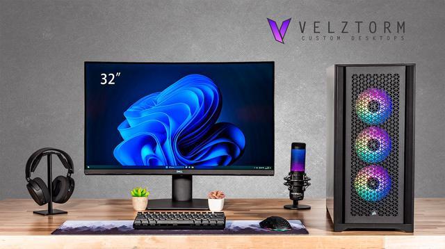 Velztorm ICUE Certified Aciex Custom Built Gaming Desktop PC (Intel I9-13900K AMD Radeon RX 9060 XT 64GB DDR5 2TB PCIe SSD RGB Fans 360mm AIO 1000W PSU WiFi 6 Bluetooth 5.2 Win 11 Home)