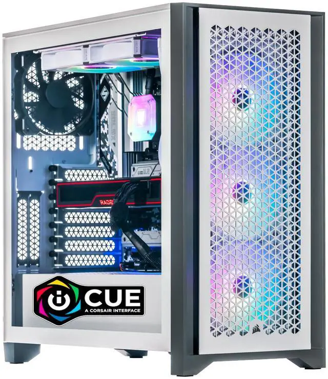 Velztorm iCUE Certified White Armix Custom Built Gaming Desktop PC (AMD Ryzen 9 7900X AMD Radeon RX 9060 XT 32GB DDR5 2TB PCIe SSD RGB Fans 240mm AIO 1000W PSU WiFi 6E Win 11 Pro)
